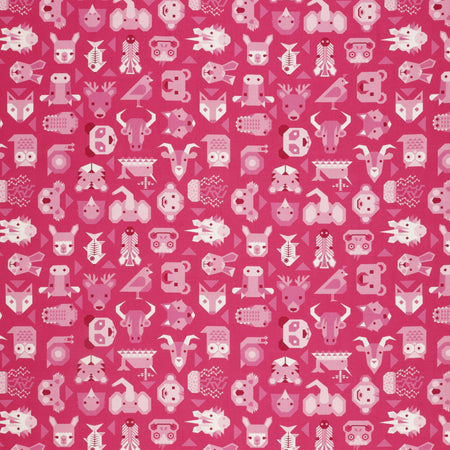 Animal Alphabet Fabric Collection - Animals Bright Pink