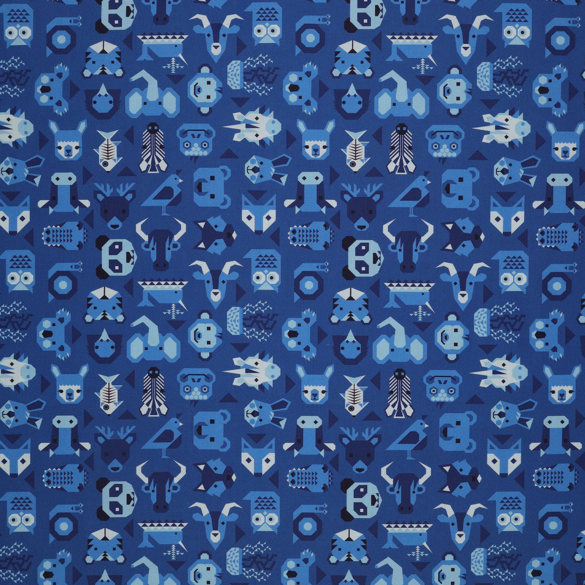 Animal Alphabet Fabric Collection - Animals Bright Blue