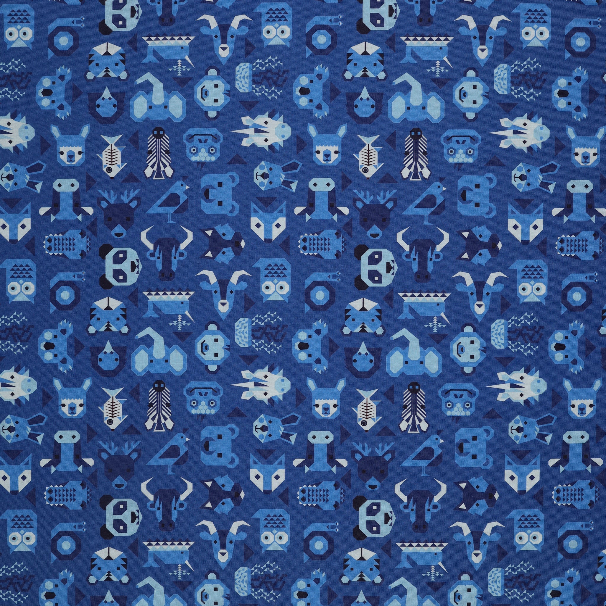 Animal Alphabet Fabric Collection - Animals Bright Blue