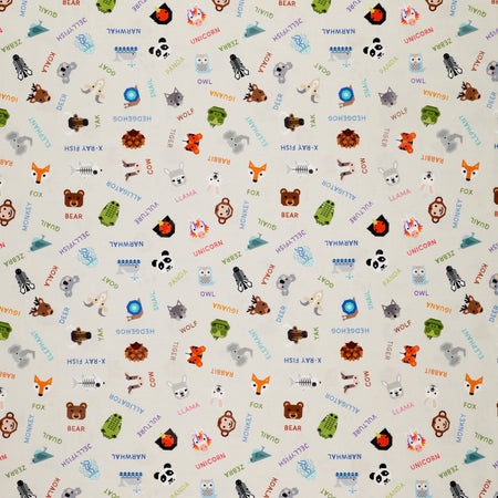 Animal Alphabet Fabric Collection - Animal Names Cream