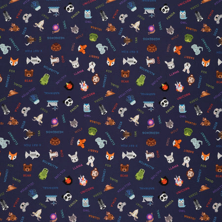 Animal Alphabet Fabric Collection - Animal Names Blue