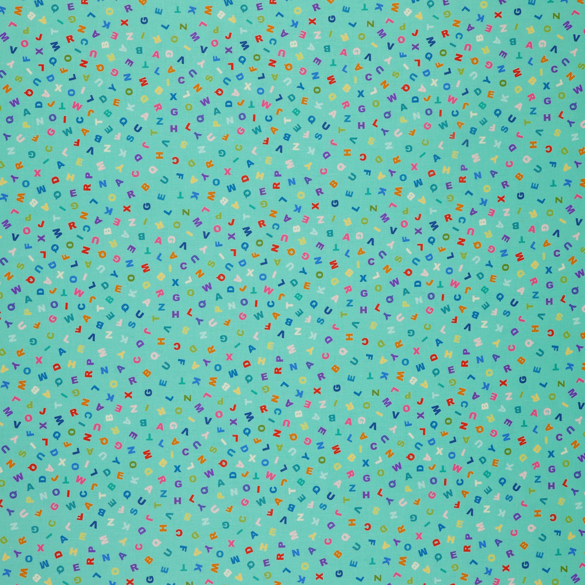 Animal Alphabet Fabric Collection - Letters Turquoise