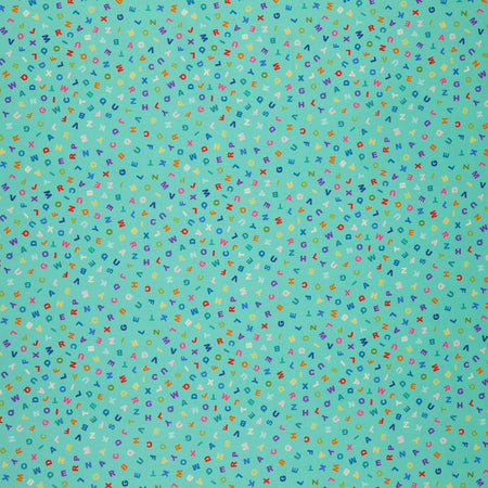 Animal Alphabet Fabric Collection - Letters Turquoise