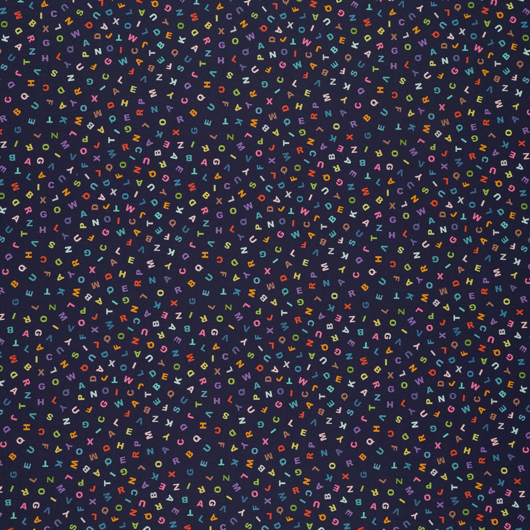 Animal Alphabet Fabric Collection - Letters Dark Blue