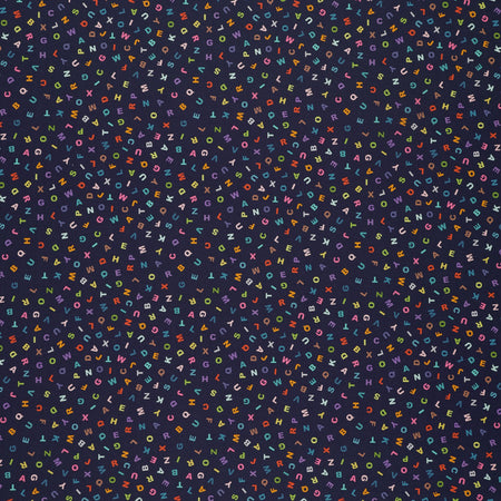 Animal Alphabet Fabric Collection - Letters Dark Blue