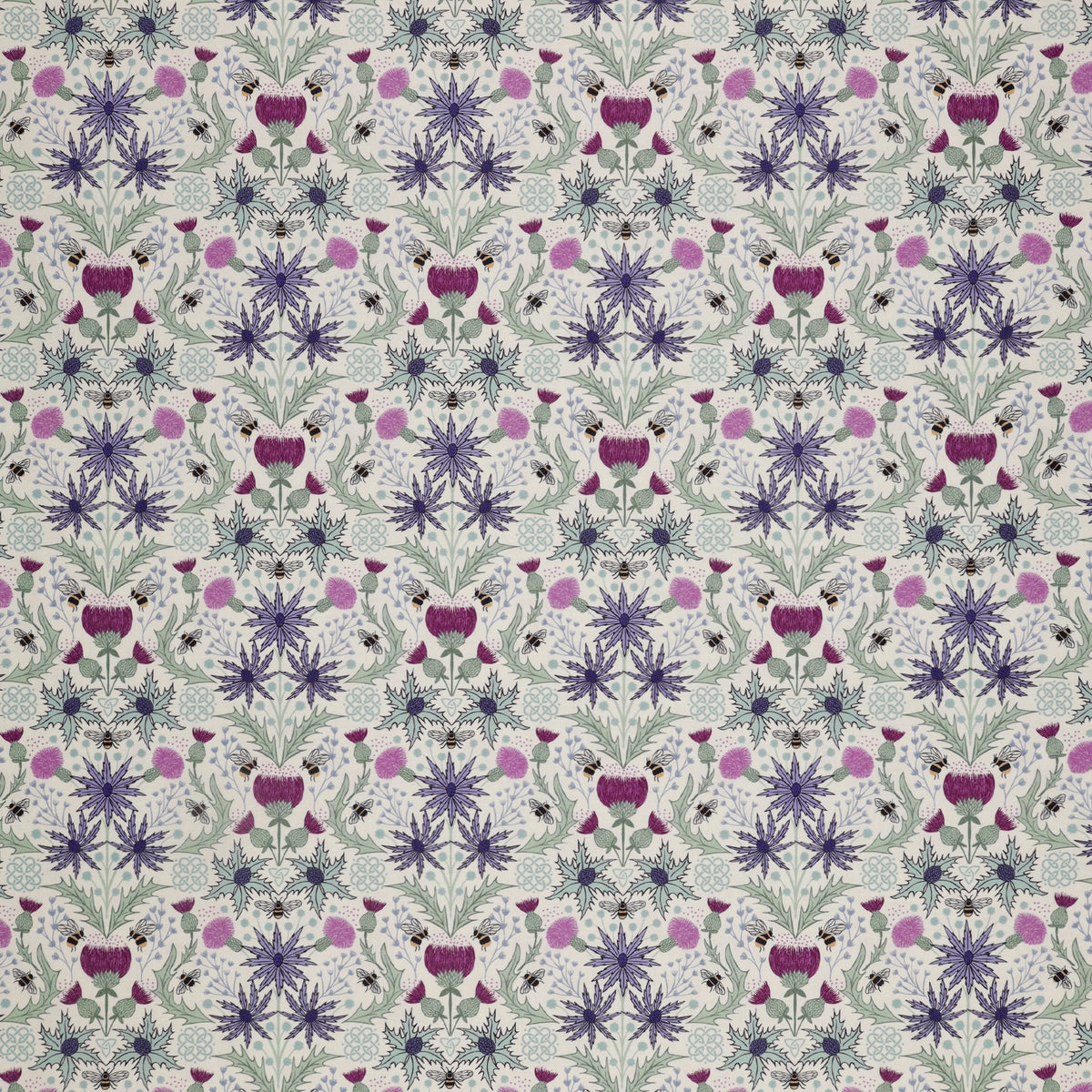 A Celtic Summer Fabric Collection - Mirrored Thistle and Bee Cream