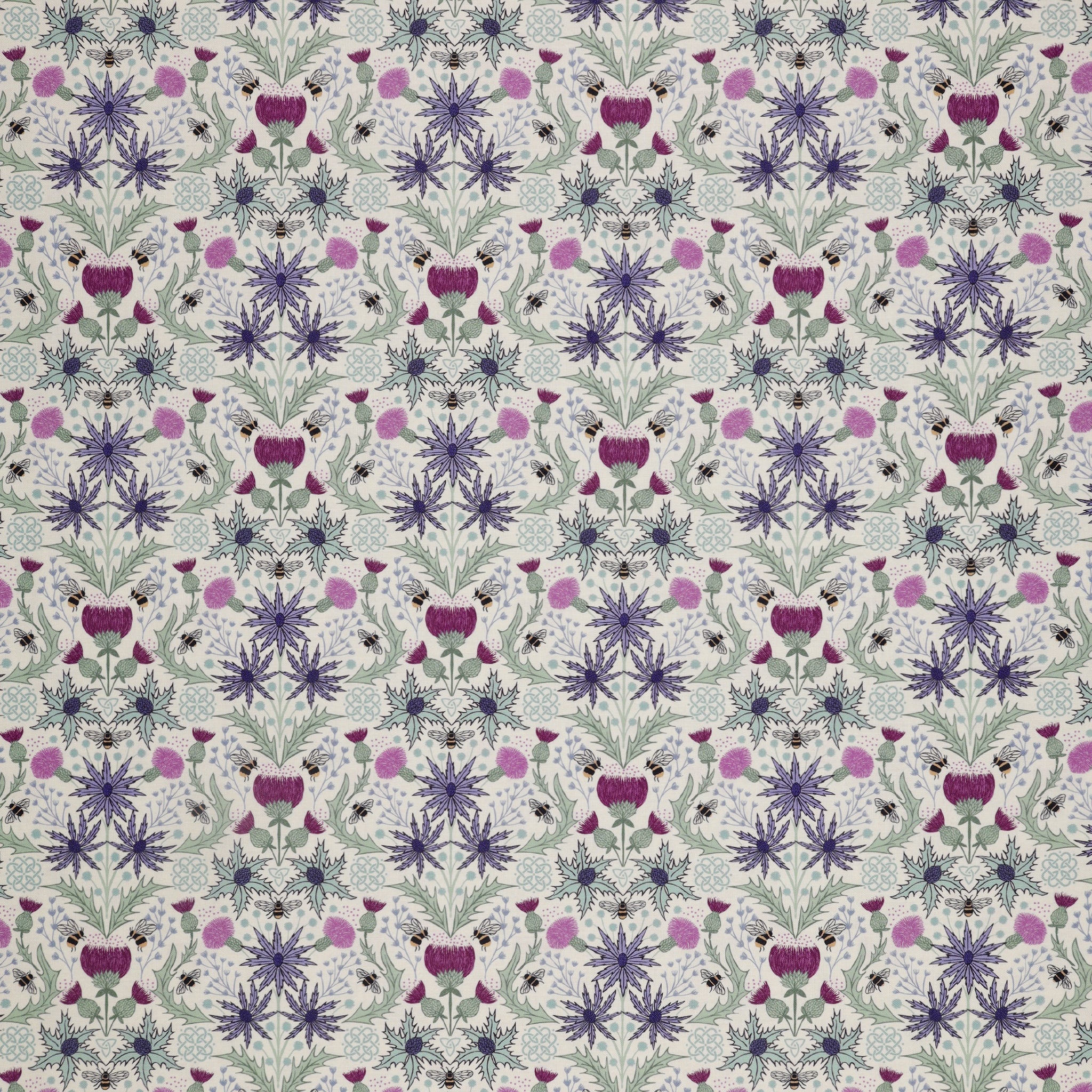A Celtic Summer Fabric Collection - Mirrored Thistle and Bee Cream
