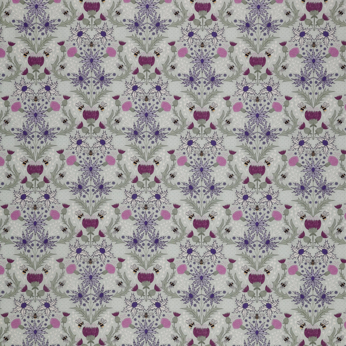 A Celtic Summer Fabric Collection - Mirrored Thistle and Bee Duck Egg