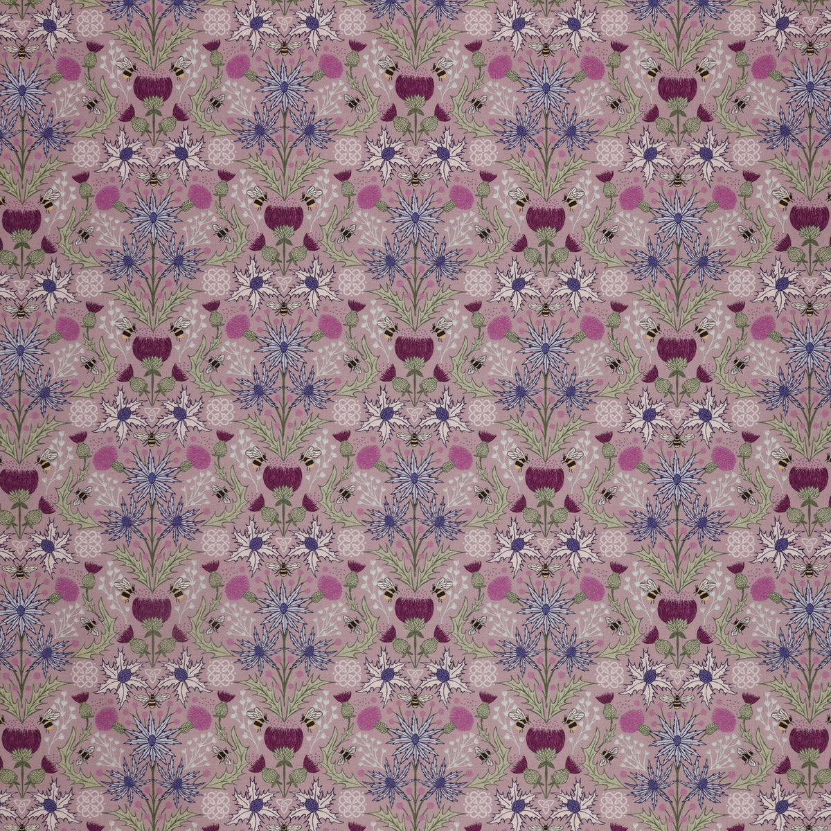 A Celtic Summer Fabric Collection - Mirrored Thistle and Bee Heather