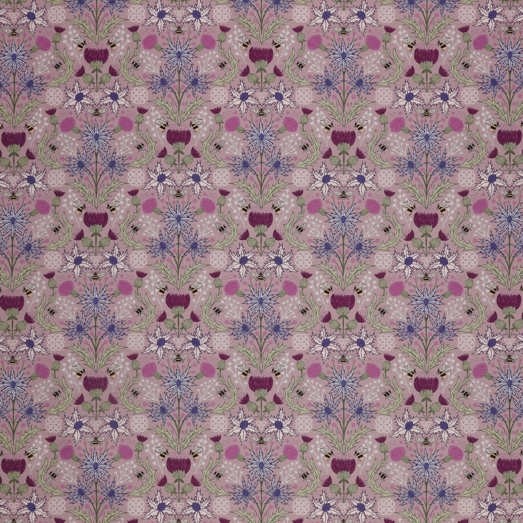 A Celtic Summer Fabric Collection - Mirrored Thistle and Bee Heather