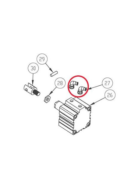 1/4-8 Elbow Connector For KM 921, KM 921 AR Agm Special Automatic Straight/Curved Waistband Machine - Empenzo Automated Sewing Systems