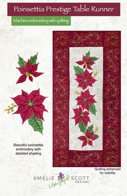 Amelie Scott Designs Poinsettia Prestige Table Runner