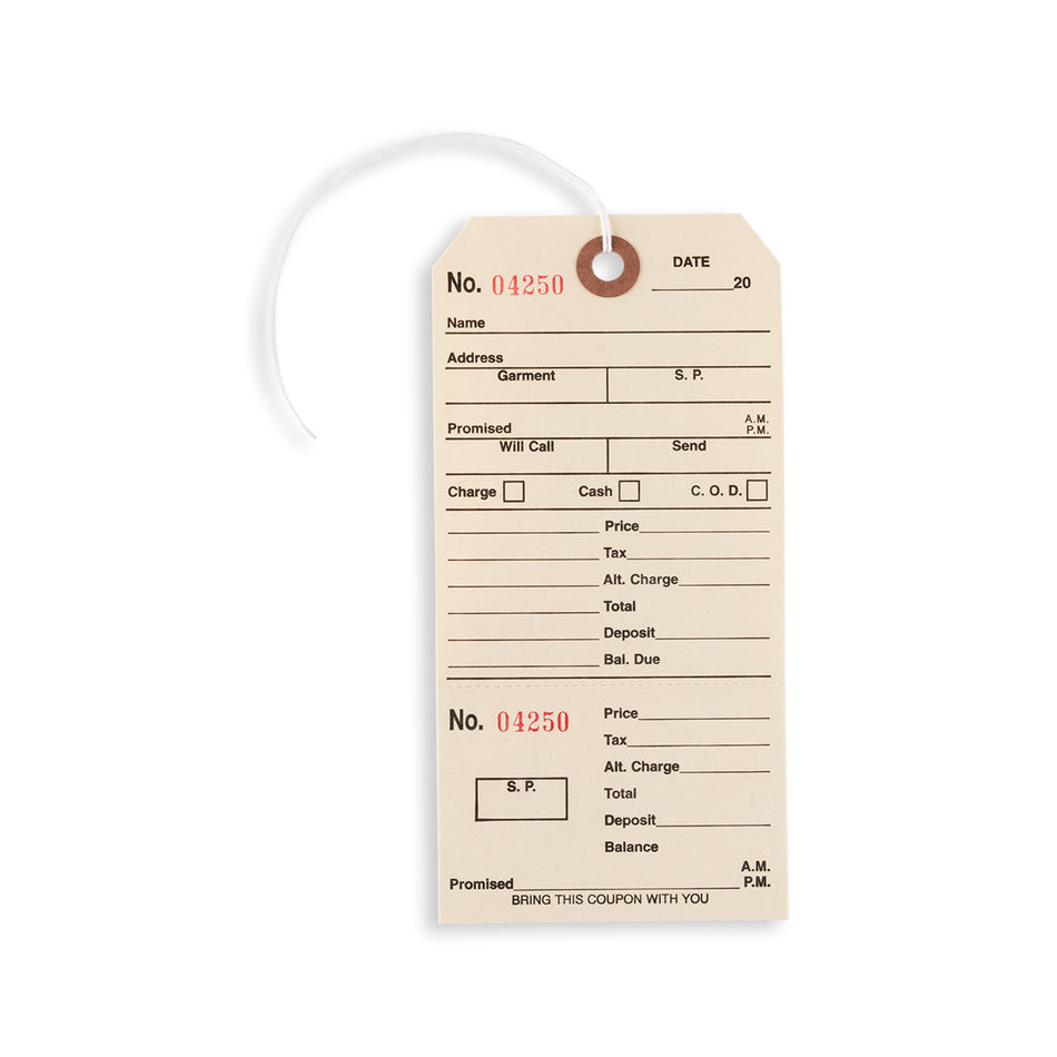 General Alteration Tags W/ String - 6 1/4" X 3 1/8" - 500/Box - Beige