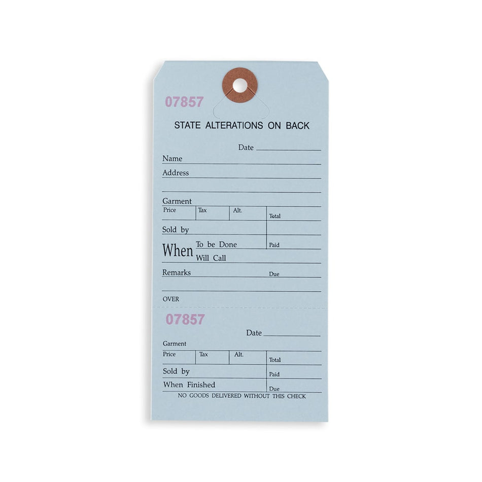 Alteration Tags W/O String - 6 1/4" X 3 1/8" - 500/Box - Blue