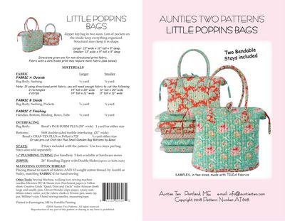 Aunties Two Patterns Little Poppins Bag Pattern