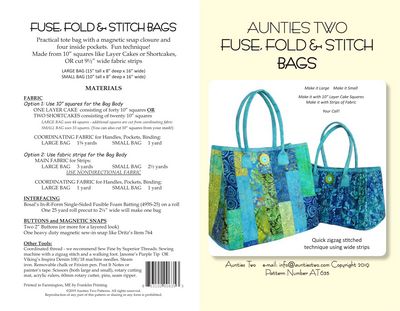 Aunties Two Patterns Fuse Fold & Stitch Bags