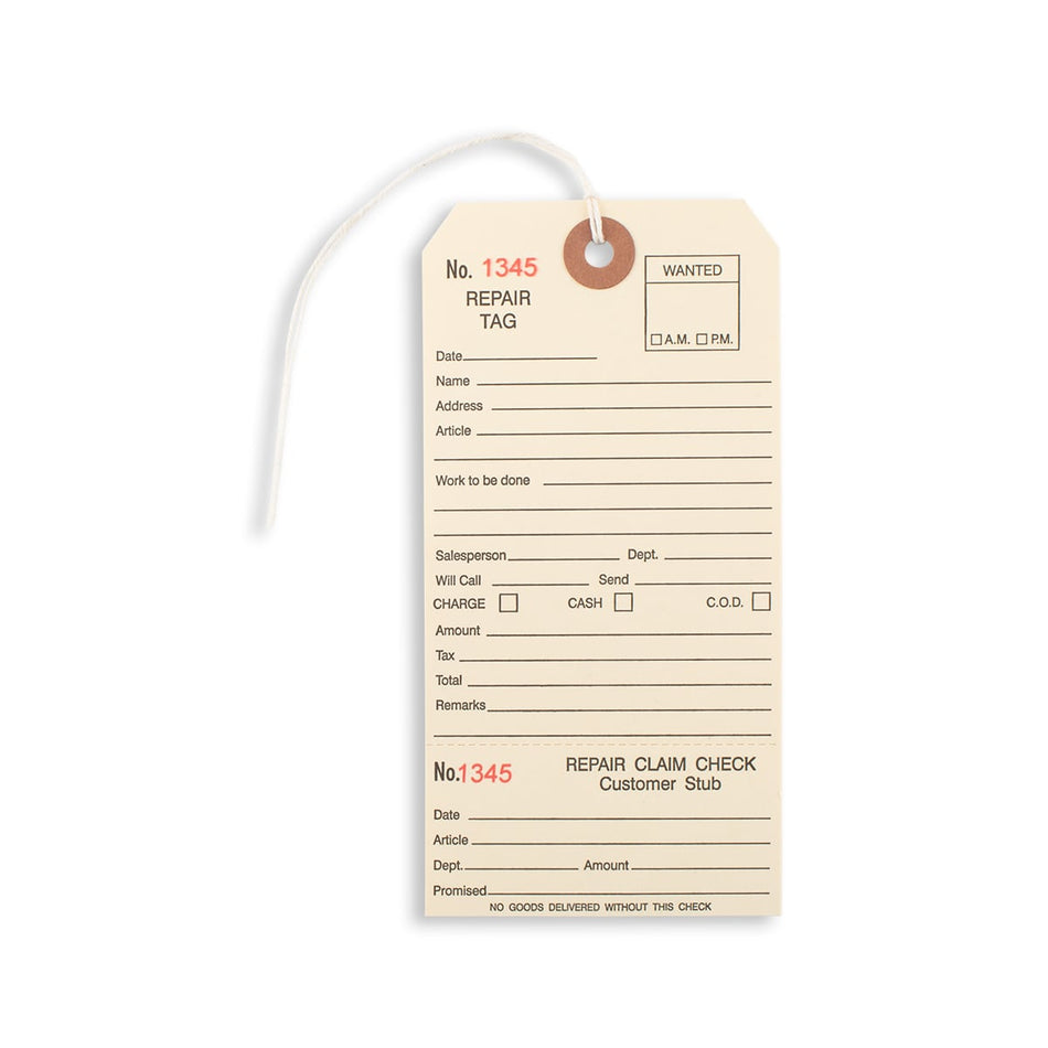 Alteration Repair Tags W/ String - 6 1/4" X 3 1/8" - 500/Box - Manila