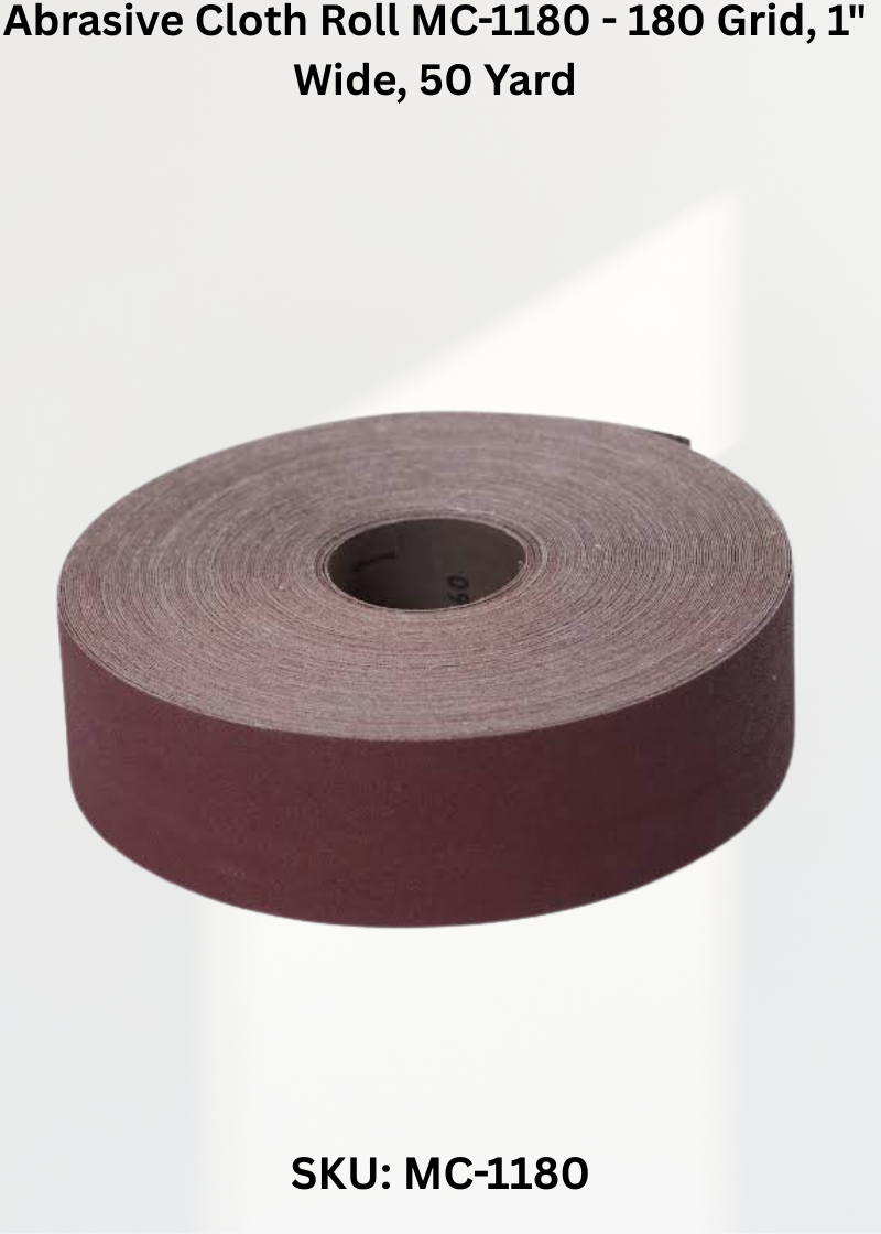 Abrasive Cloth Roll MC-1180 - 180 Grid, 1" Wide, 50 Yard