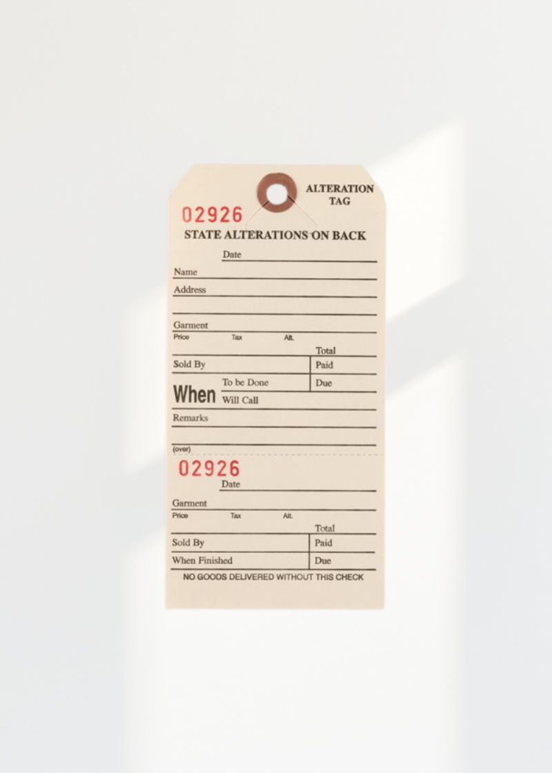 Alteration Tags W/O String - 6 1/4" X 3 1/8" - 500/Box - Beige