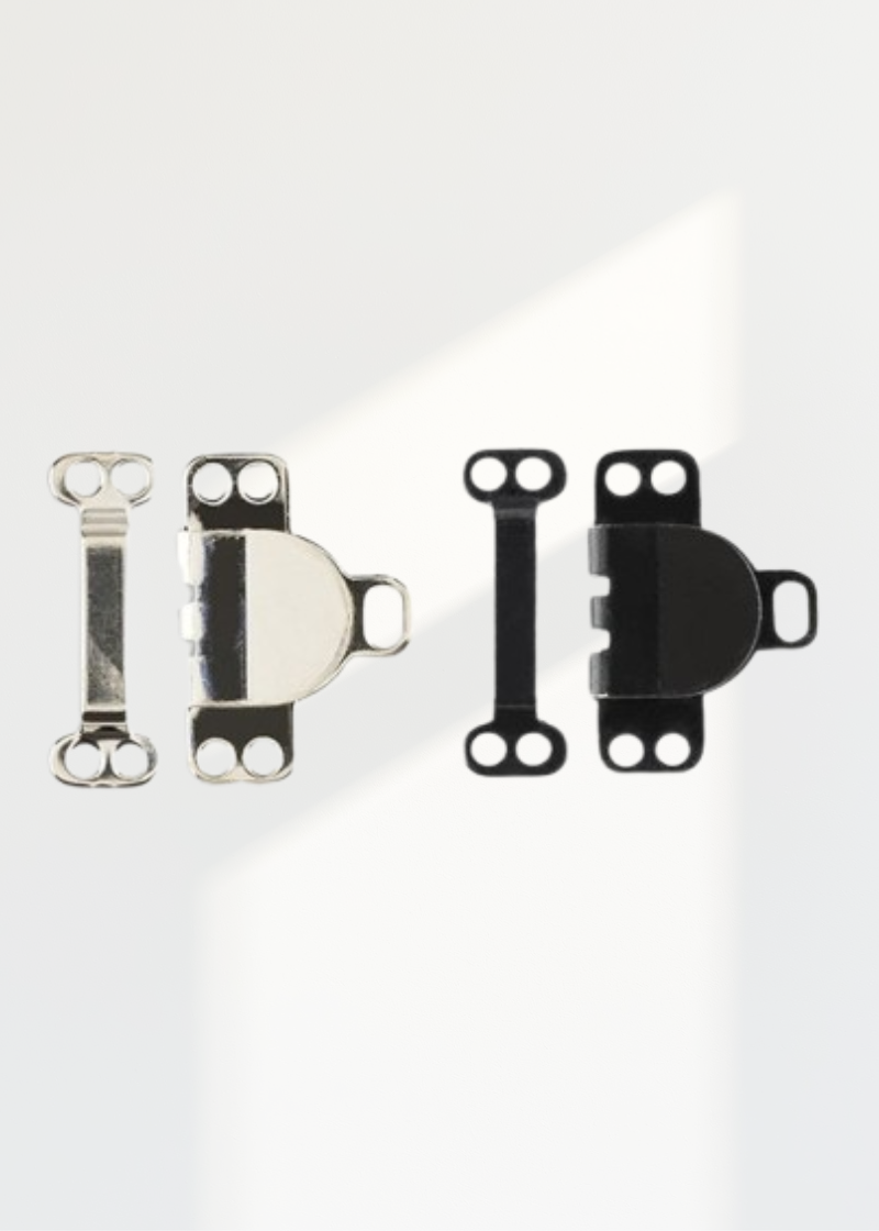 Assorted Metal Sew-On Trouser Hook & Bar Closures for Pants - 4 Sets/Pack - Black & Nickel