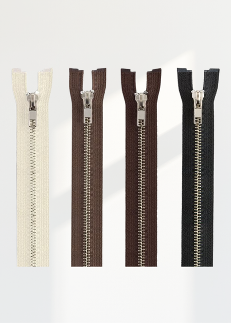 Assorted Nickel Jacket Zippers - 6/Pack