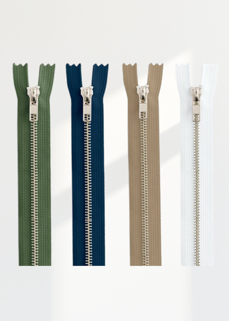 Assorted Nickel Non-Separating Zippers - 24/Pack