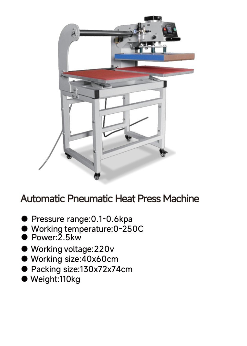 Automatic Pneumatic Heat Press Machine – 40x60 cm (16x24") Industrial Heat Transfer Press