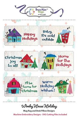 Fabric Confetti Wonky House Holiday Mug Rug and Pillow Designs