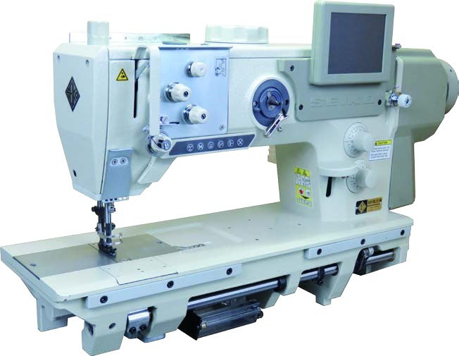 Seiko BLW Series Flat Bed - High speed, Extra large vertical axis hook, Automatic thread trimmer, Automatic back tack, Automatic presser foot lift, Climbing device, Dual stitching device, Compound feed and walking foot, Lockstitch Sewing machines