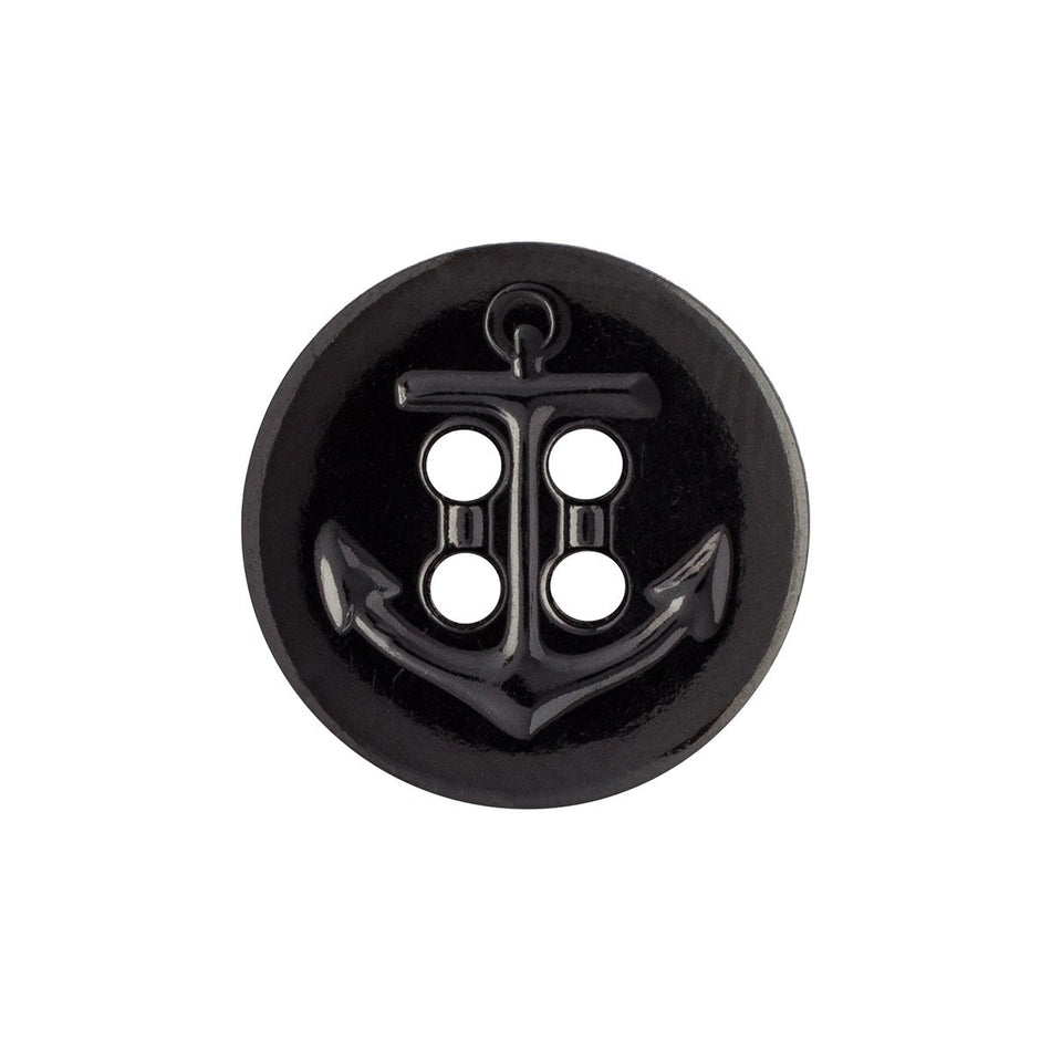 Navy Pea Coat Buttons - 1 Dozen - Black