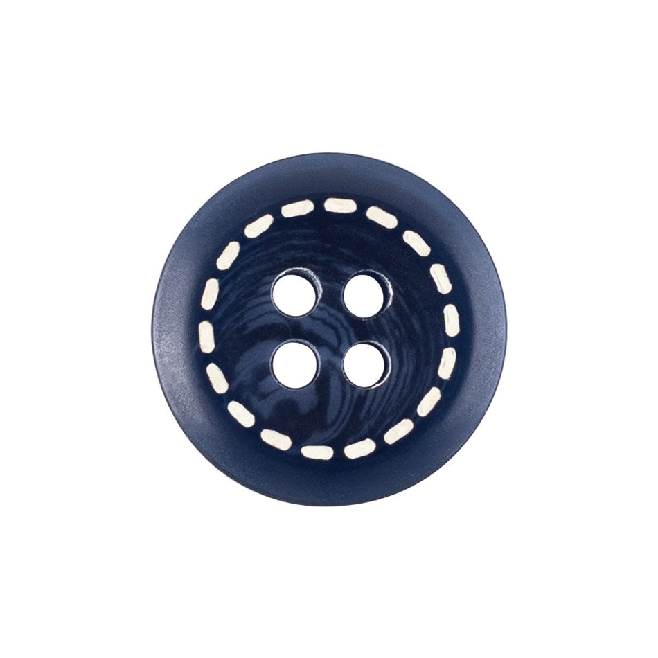 Circle Stitch Nylon Buttons - 4/Pack - 4-Hole - Navy