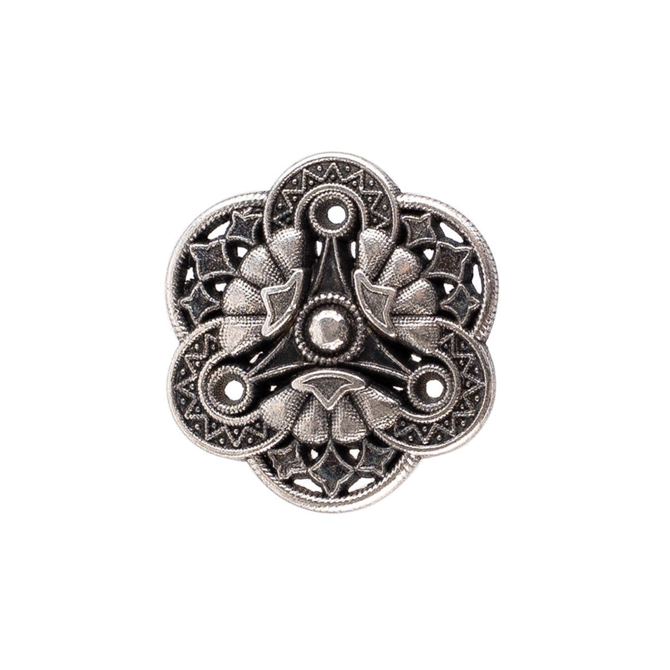 Geo Flower Metal Buttons - 30L / 19m - 3/Pack - Silver