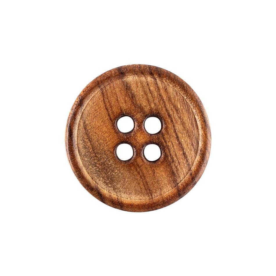 Wooden Rimmed Buttons - 3/Pack - 4-Hole - Oak Brown