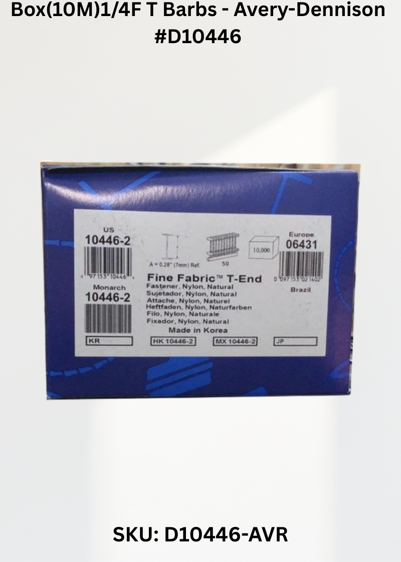 Box(10M)1/4F T Barbs - Avery-Dennison #D10446