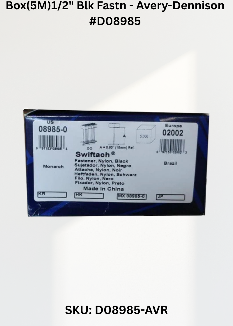 Box(5M)1/2" Blk Fastn - Avery-Dennison #D08985