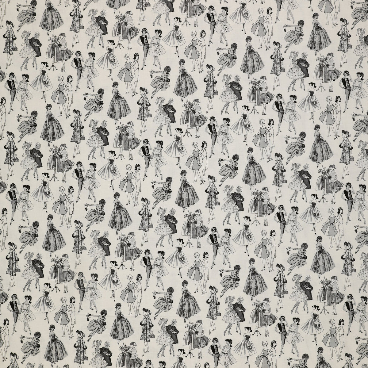 Barbie Vintage Fabric Collection - Tonal White