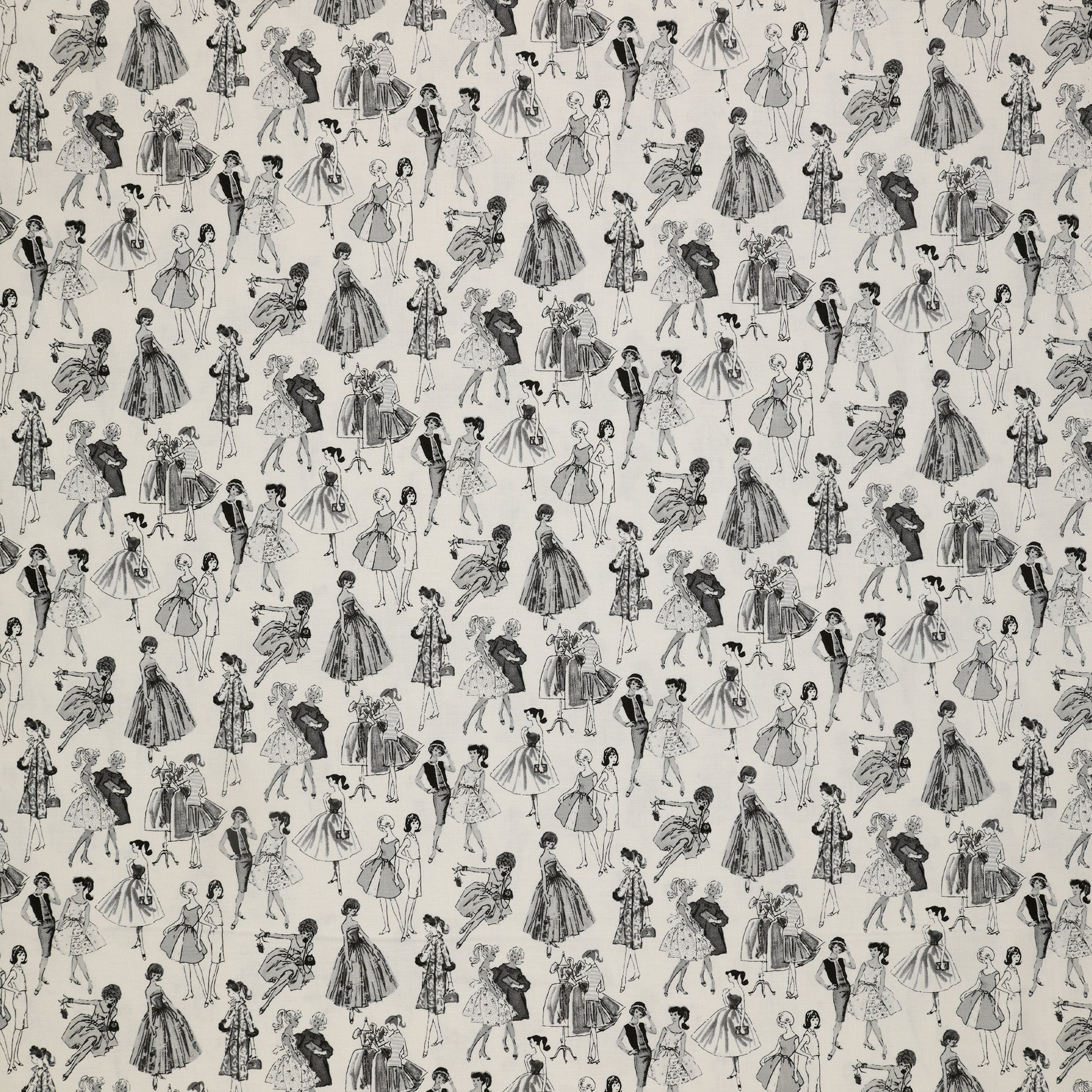 Barbie Vintage Fabric Collection - Tonal White