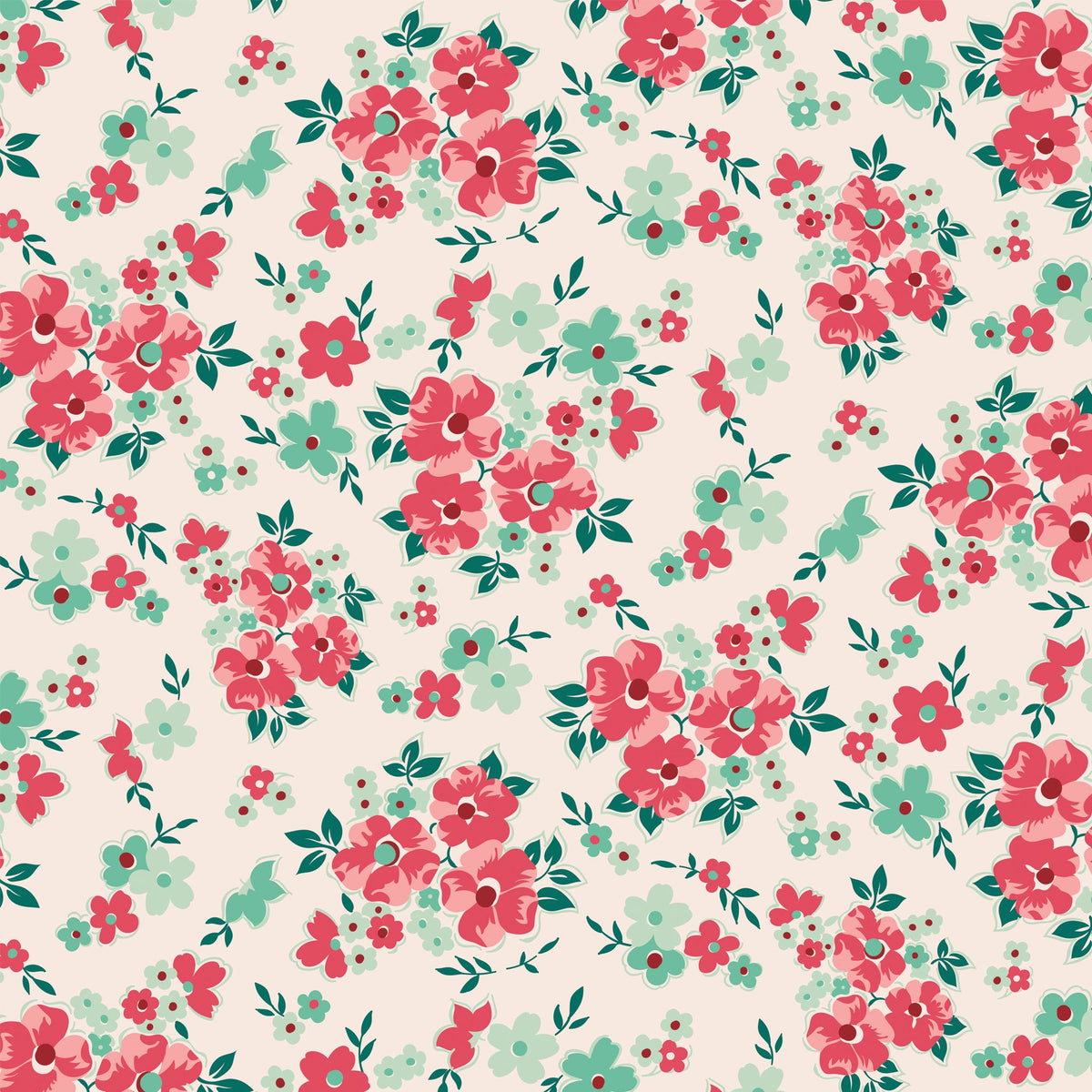 Berry & Sage Fabric Collection - Floral Latte