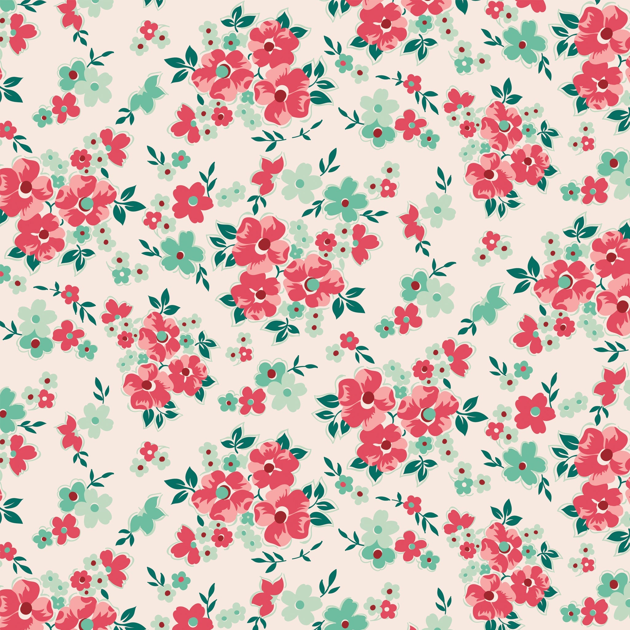 Berry & Sage Fabric Collection - Floral Latte