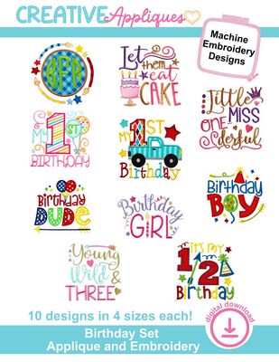 Creative Appliques Birthday Set Applique & Embroidery
