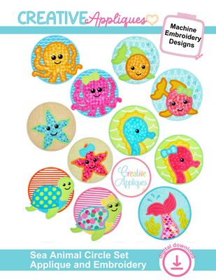 Creative Appliques Sea Animal Circle Set Applique and Embroidery