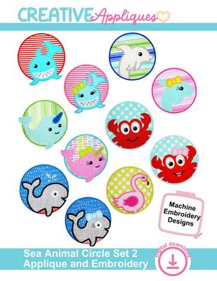 Creative Appliques Sea Animal Circle Set 2 Applique and Embroidery
