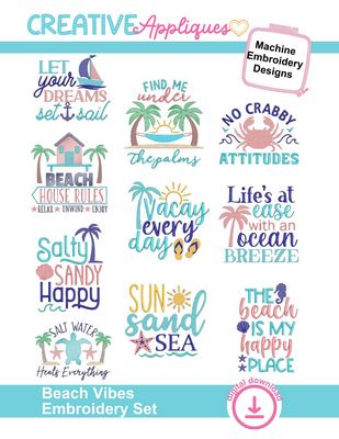 Creative Appliques Beach Vibes Embroidery Set
