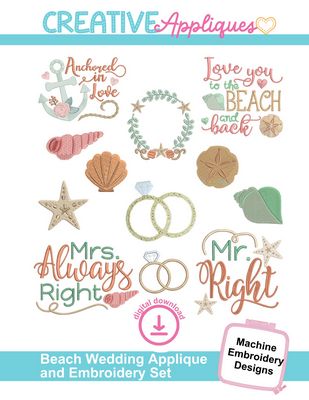 Creative Appliques Beach Wedding Set Embroidery