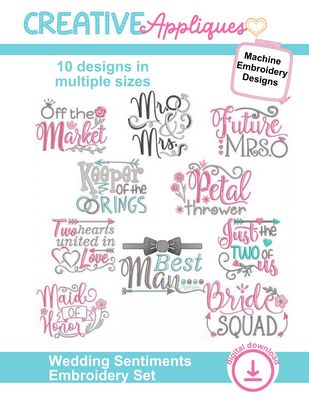 Creative Appliques Wedding Sentiments Embroidery Set