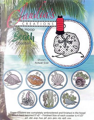 Claudia's Creations, LLC Beach Coasters Ith