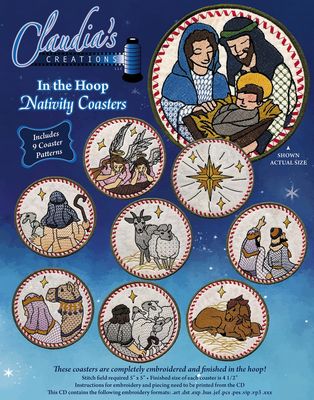 Claudia's Creations, LLC Nativity Coasters Ith