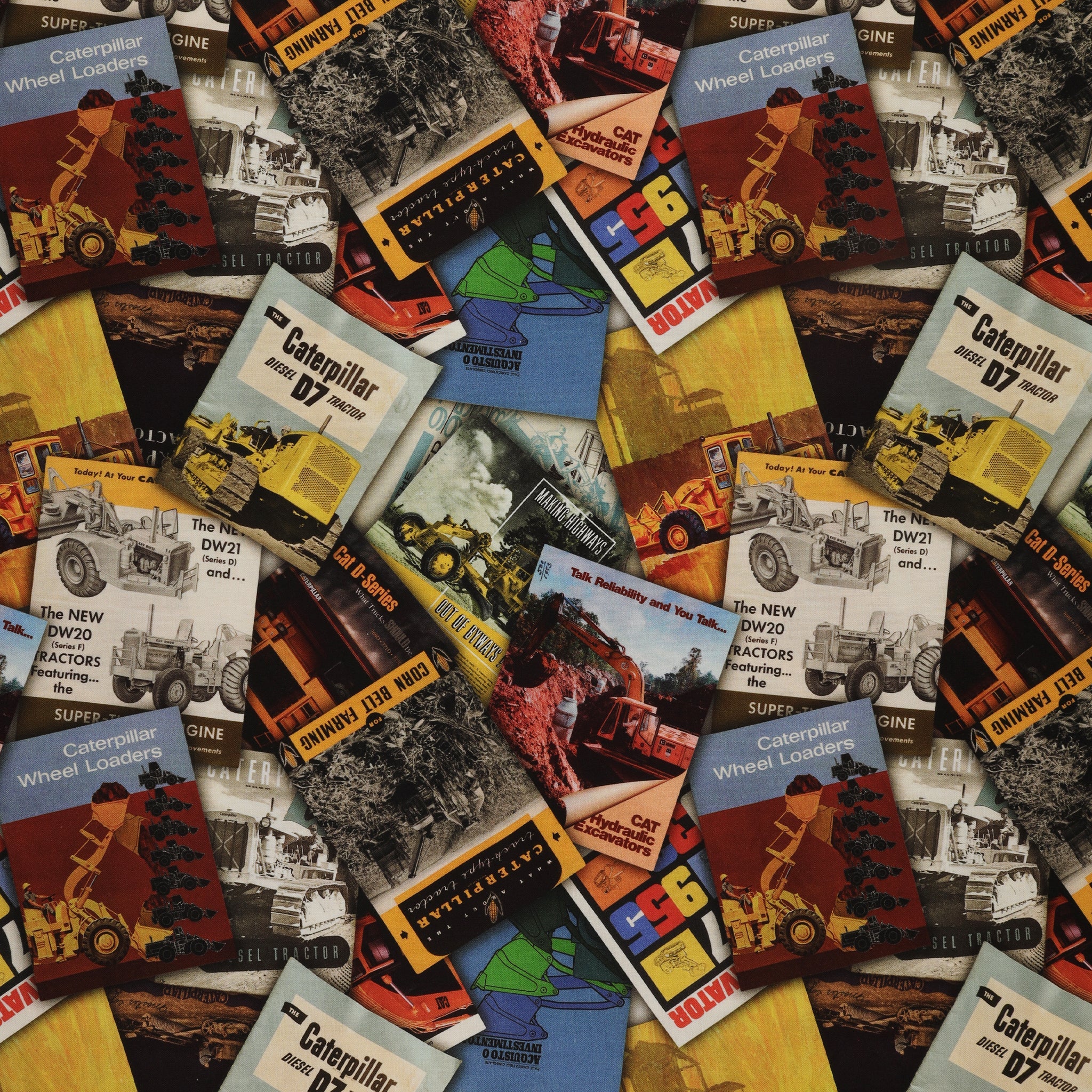 Caterpillar 100 Years Fabric Collection - Brochures Multi