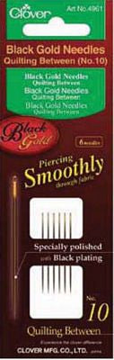 Clover Needlecraft Inc. Black Gold Between/Quilting Needle Size 10