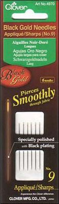 Clover Needlecraft Inc. Black Gold Applique Sharps sz9 6/pkg box/3